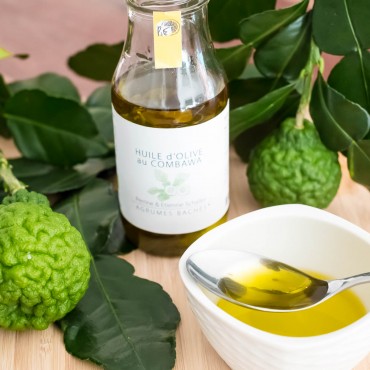 Huile d'olive douce et fruitée au combawa bio - Agrumes Bachès Schaller